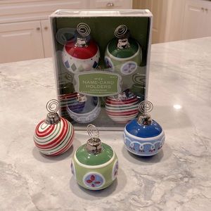 Holiday Ornament Name Card Holder (7 pieces) great for a Buffet or Place Setting